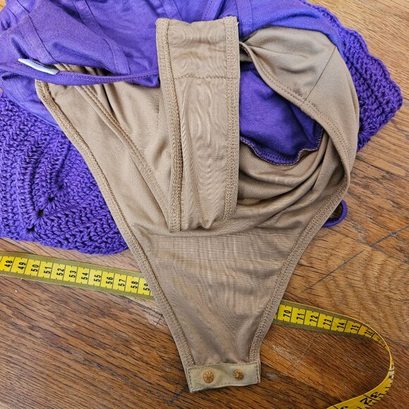 Woman's JLuxlabel NWT boho-chic purple/violet open knit 2 piece bathing suit S-M - Picture 13 of 13